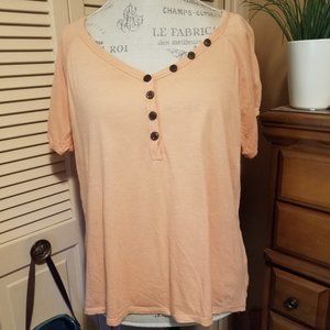 Short-Sleeved Lightweight Peach Colored Top